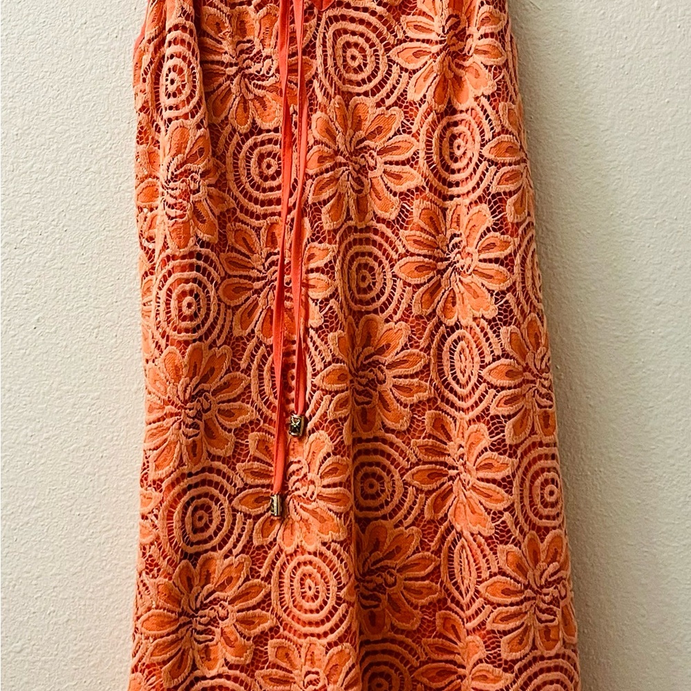 Orange Floral Lace Dress